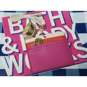 BBW Pink Wearable Lanyard PocketBac Holder Keyring Zip Compartment Card Holder